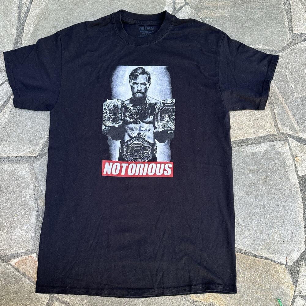 Conor Mcgregor Shirt Mens Medium Black Notorious MMA UFC Fighter Champion Belts